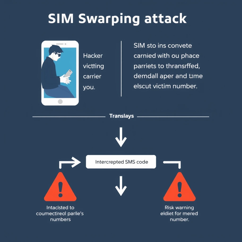 Diagram explaining how SIM swapping lets hackers bypass SMS-based 2FA