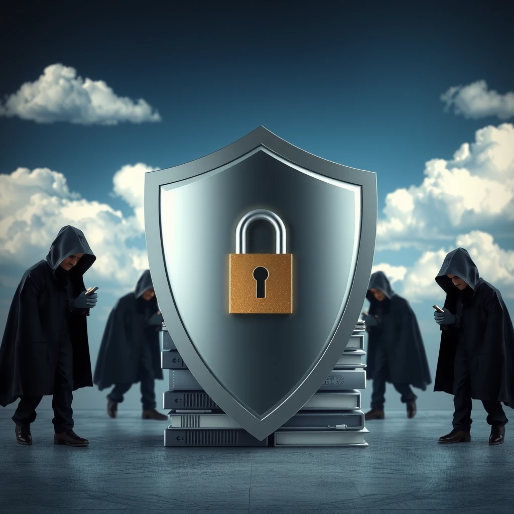Shield protecting digital files in secure cloud storage for online privacy