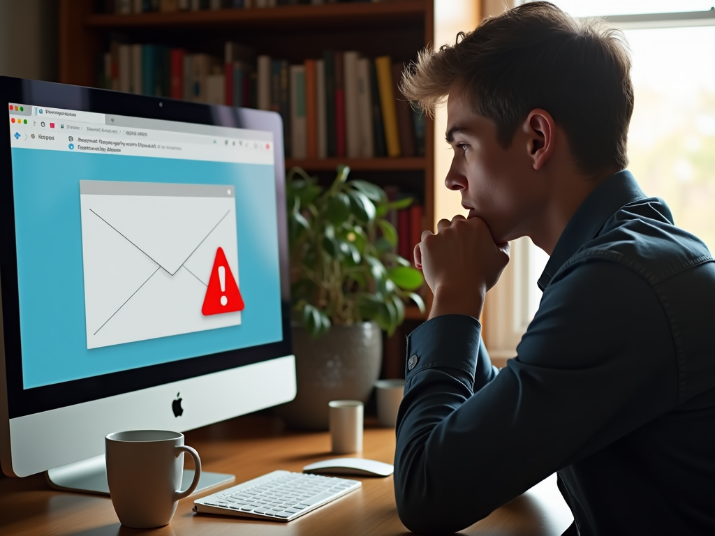 A person examining a suspicious email on their computer.