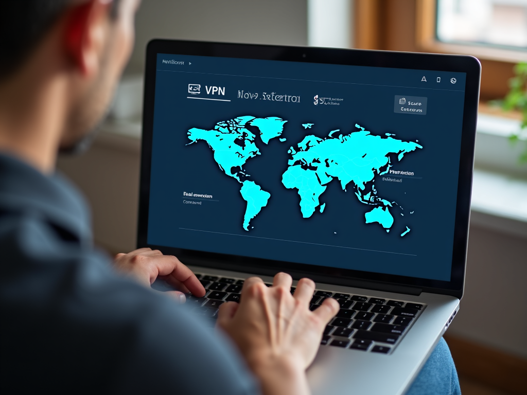 A person using a VPN on their laptop to protect their online privacy.