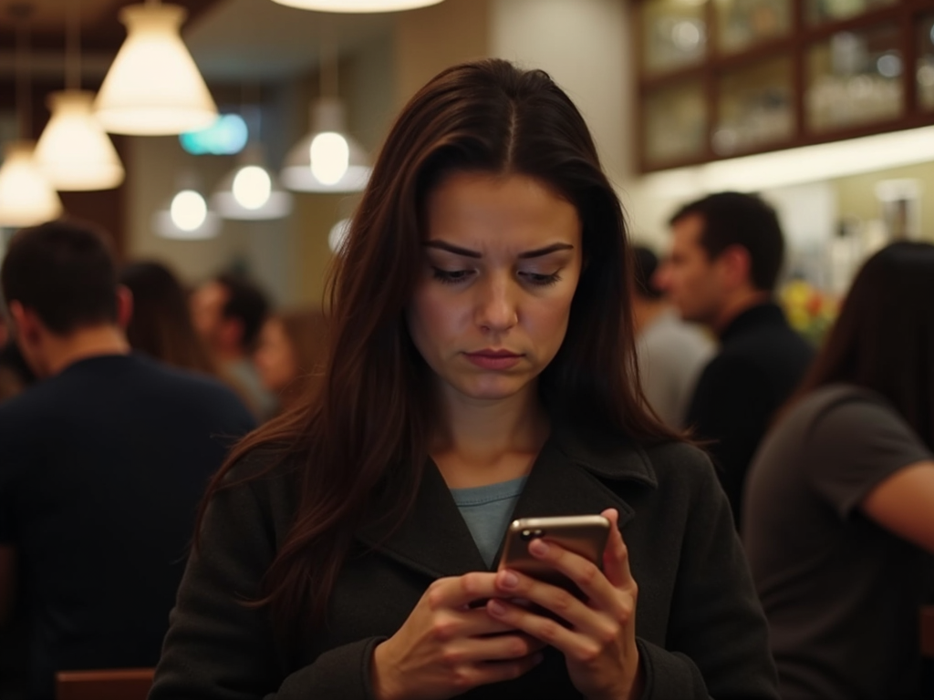 A person using their phone in a public place, highlighting the need for privacy.