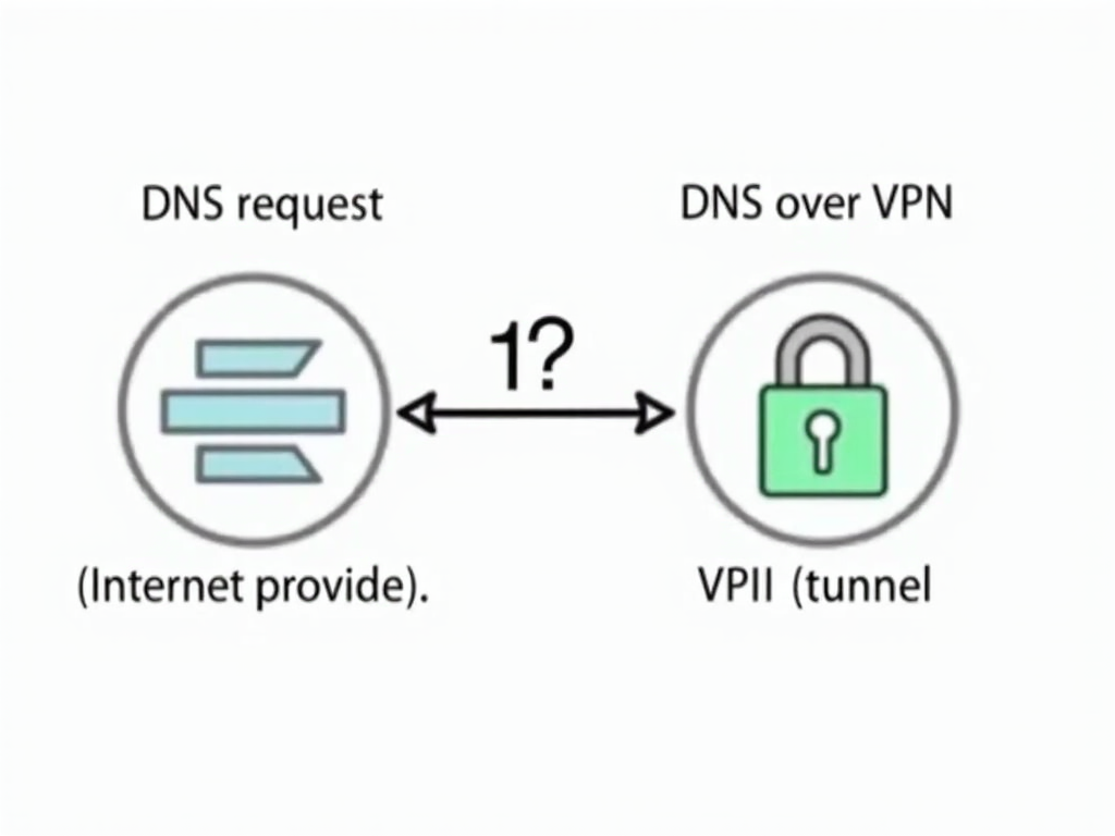 Diagram comparing standard DNS and DNS over VPN