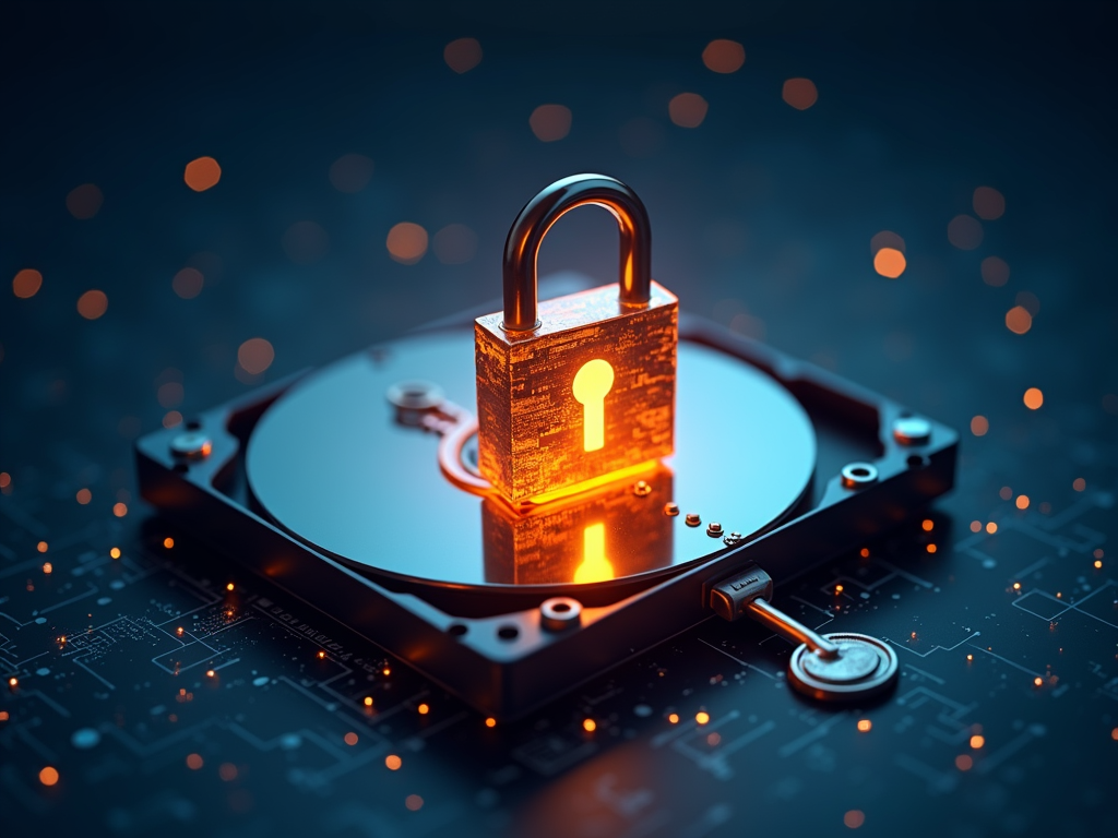 Digital padlock securing a hard drive