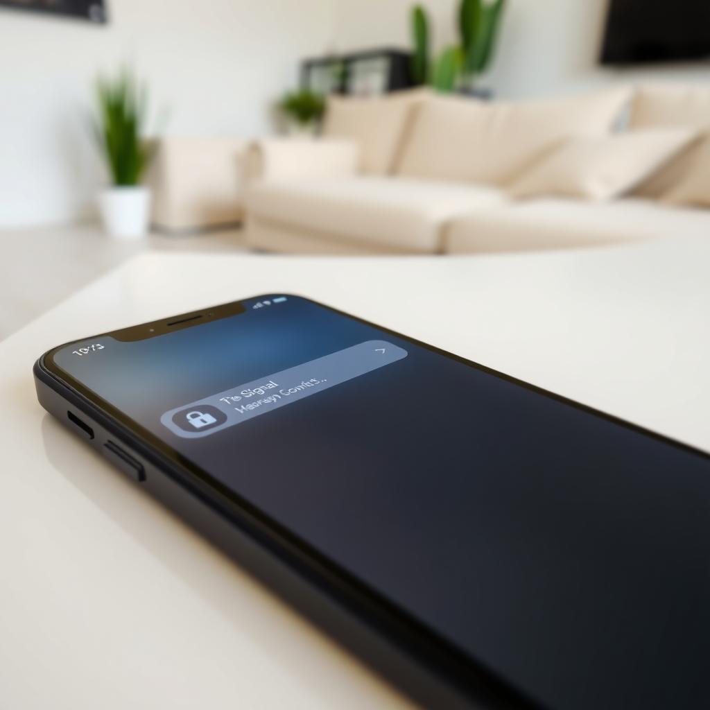 Smartphone displaying a secure chat in the Signal app