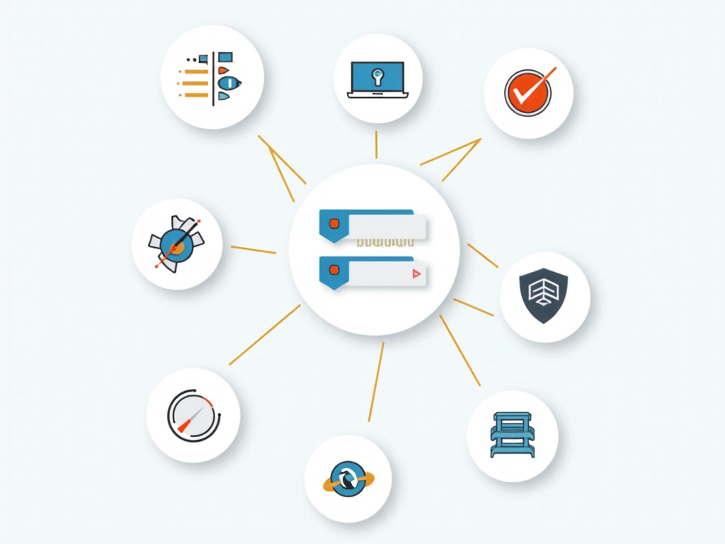 Icons of online privacy tools like password managers and ad blockers