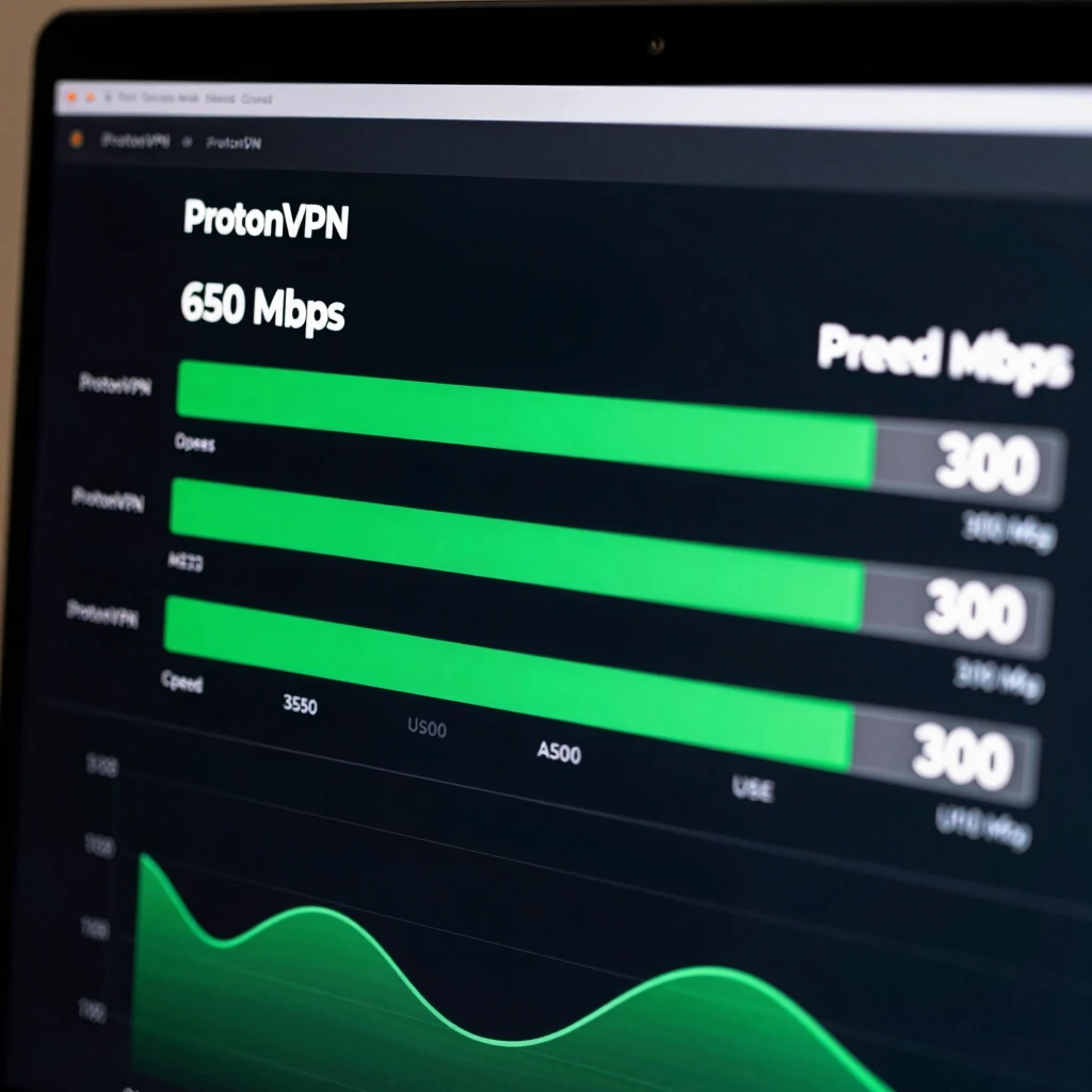 ProtonVPN delivering high-speed internet test results on desktop