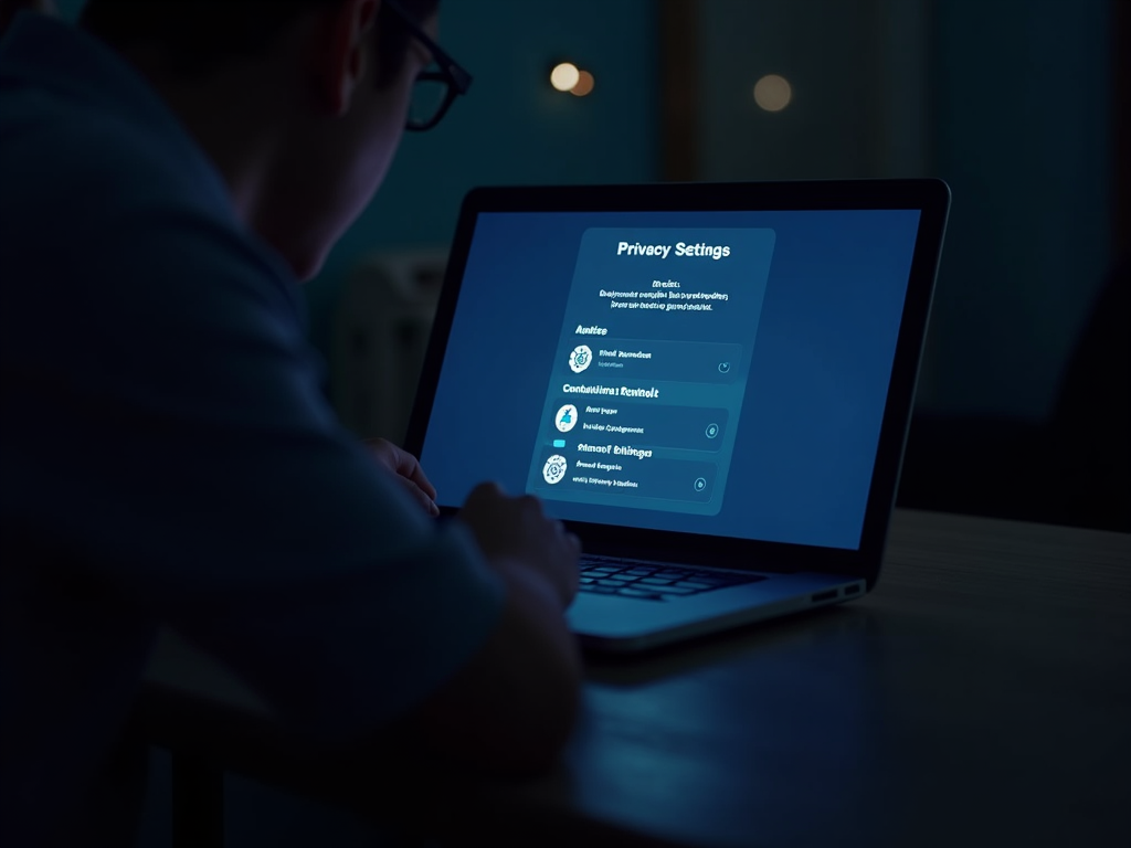 Person updating online privacy settings