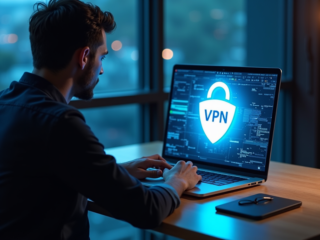 Person using a VPN on a laptop.