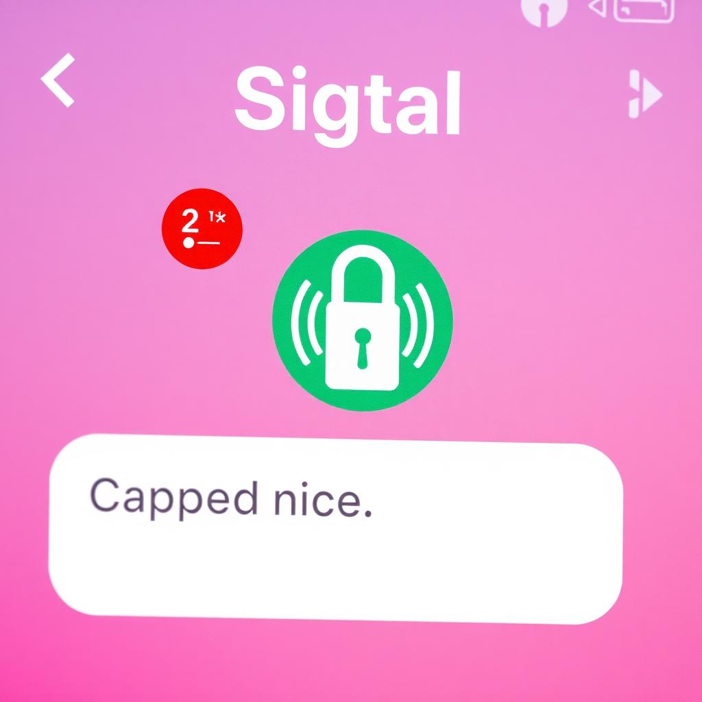 A screenshot of the Signal app interface, showing a chat with a lock icon indicating encryption.