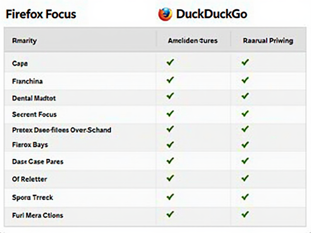Firefox Focus vs DuckDuckGo comparison chart