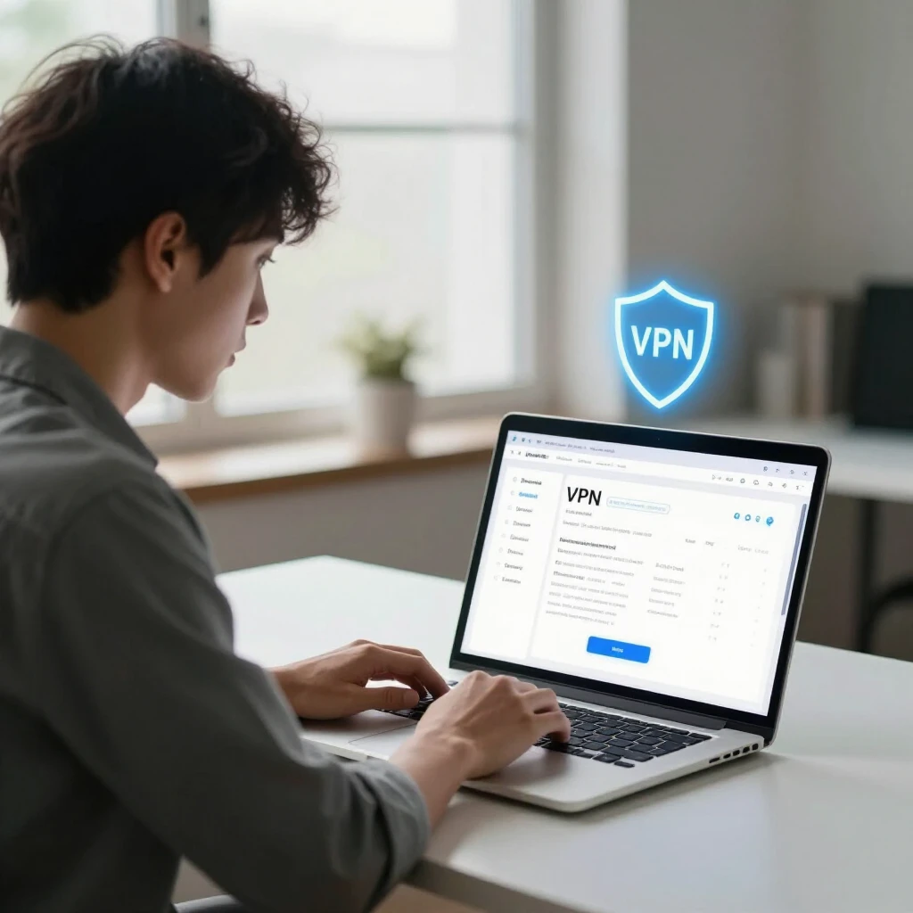 Person using a secure VPN on a laptop to protect online privacy