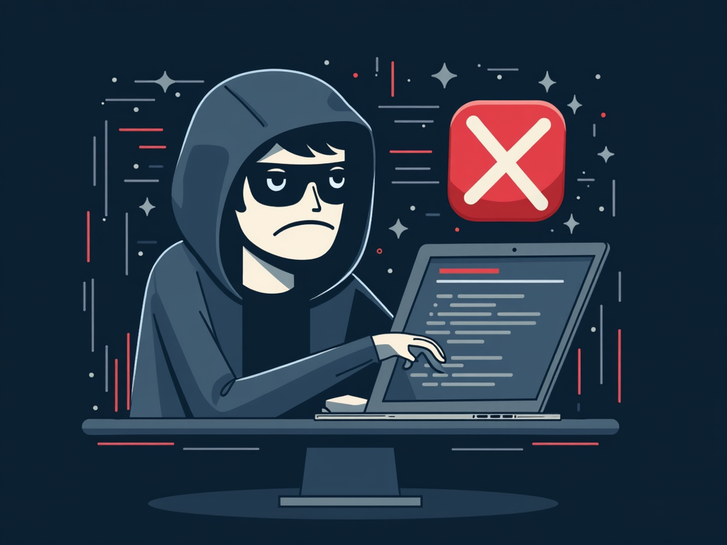 A hacker being thwarted by two-factor authentication.