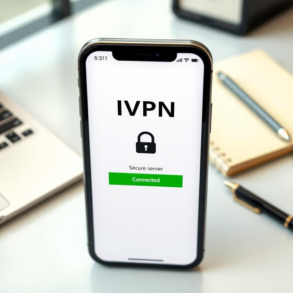 Smartphone displaying IVPN app connected to a secure server