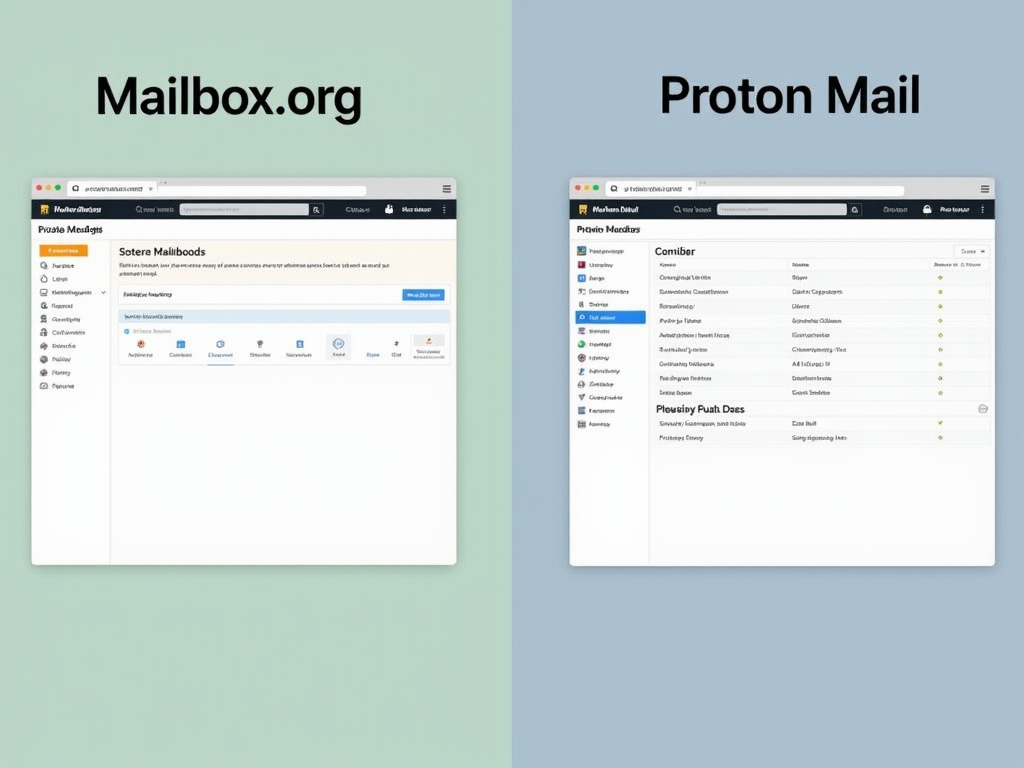 Mailbox.org and Proton Mail dashboards compared side by side