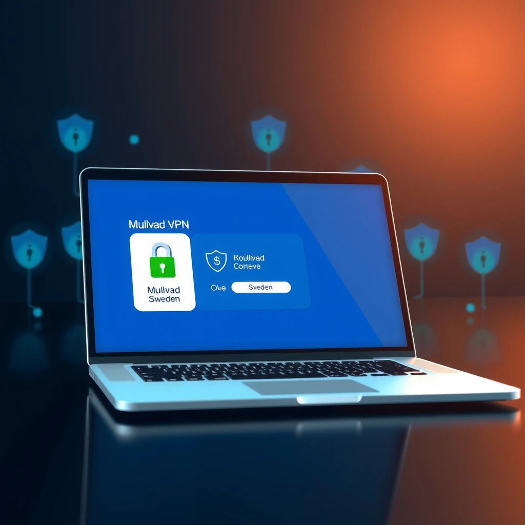 Mullvad VPN app interface on a laptop screen
