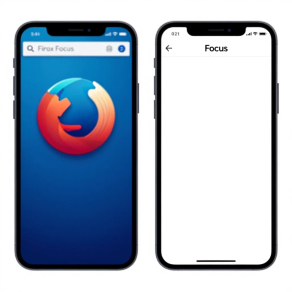 Side-by-side comparison of Firefox and Firefox Focus on mobile screens