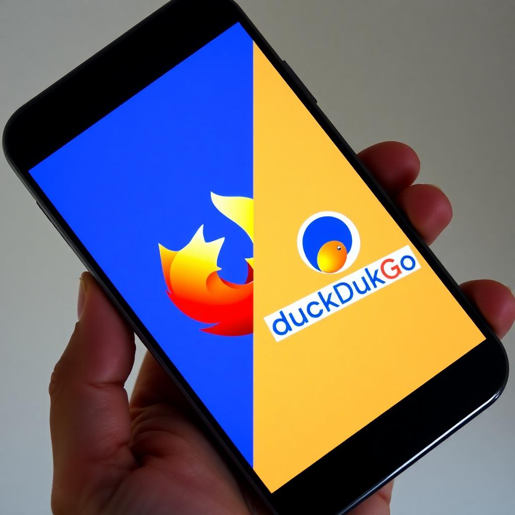 Smartphone displaying Firefox Focus and DuckDuckGo browser logos