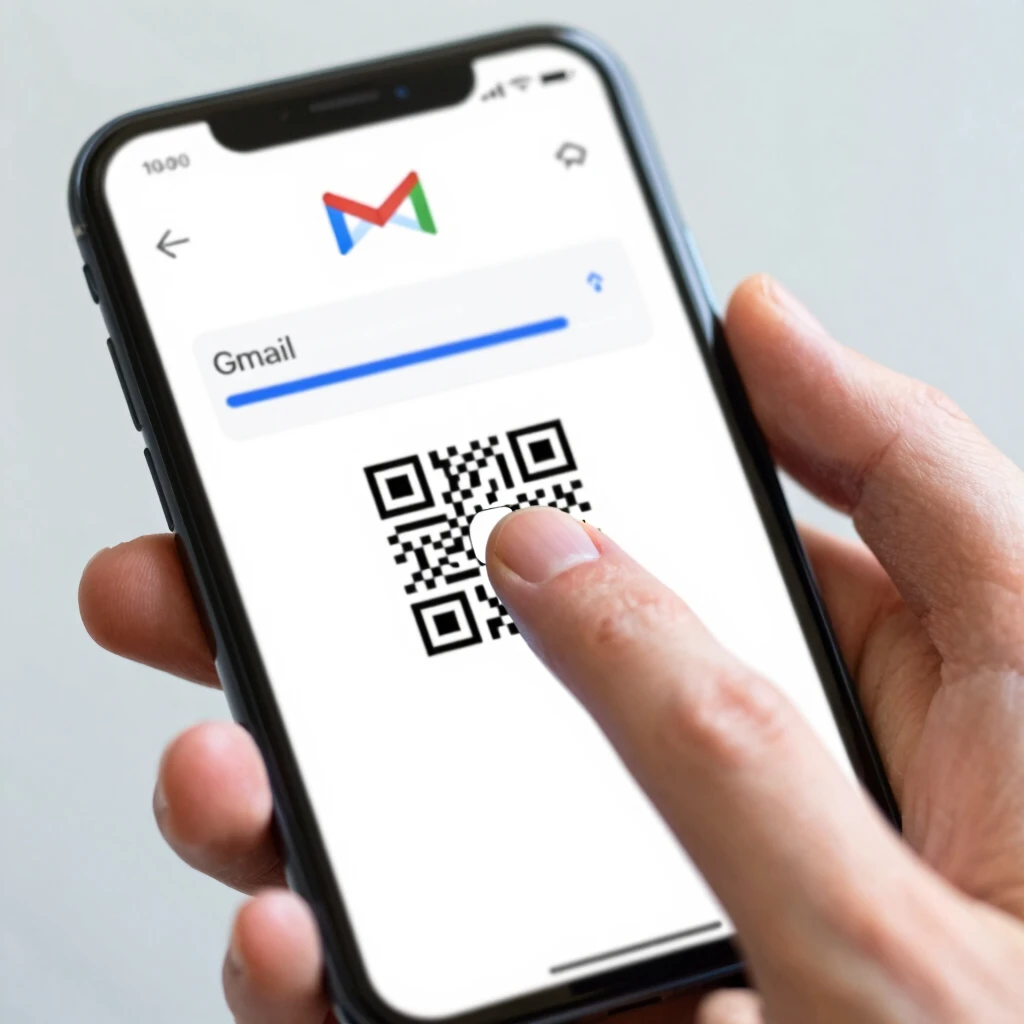 Smartphone displaying two-factor authentication setup with QR code for added security