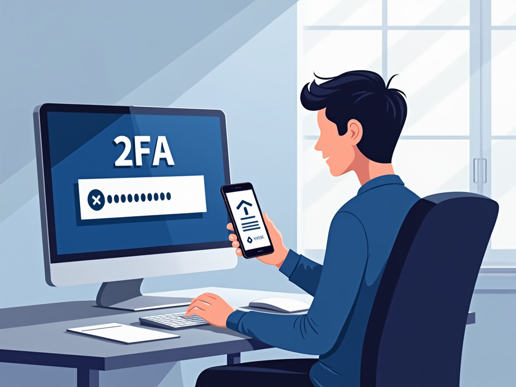 Illustration of a user logging into an account with two-factor authentication.
