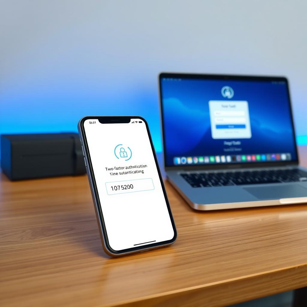 Smartphone showing a two-factor authentication app next to a VPN login screen