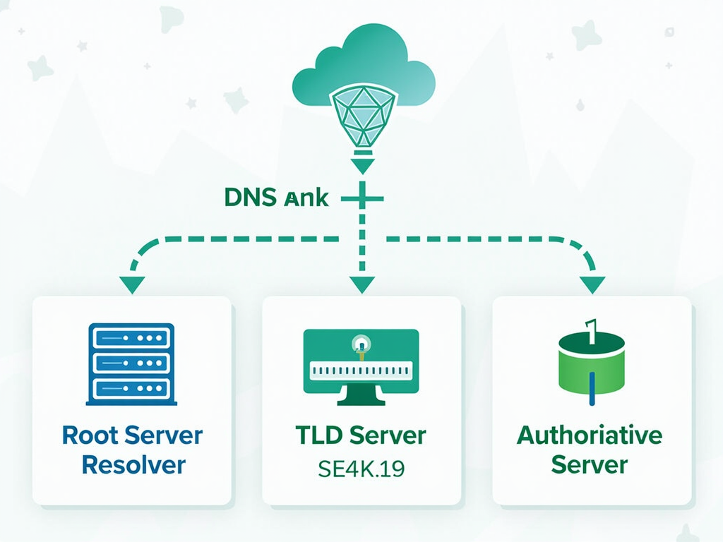 Infographic illustrating the DNS resolution process