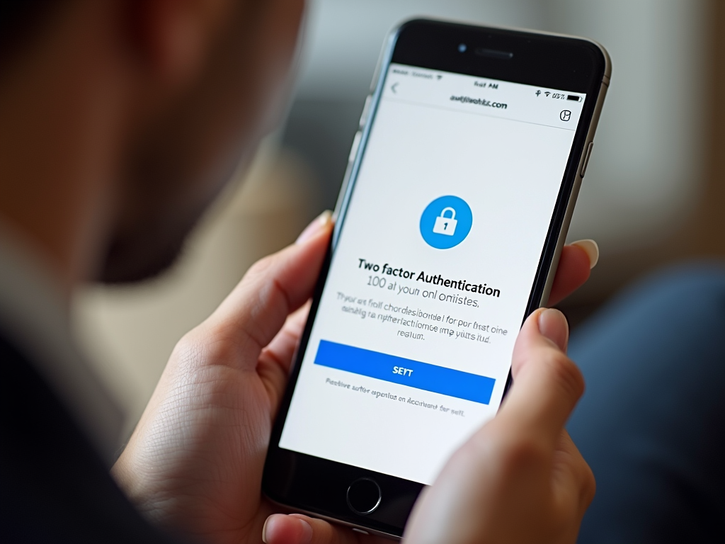 Person enabling two-factor authentication on a mobile phone.
