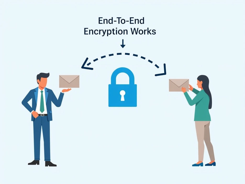 Diagram of end-to-end encryption in secure email services.