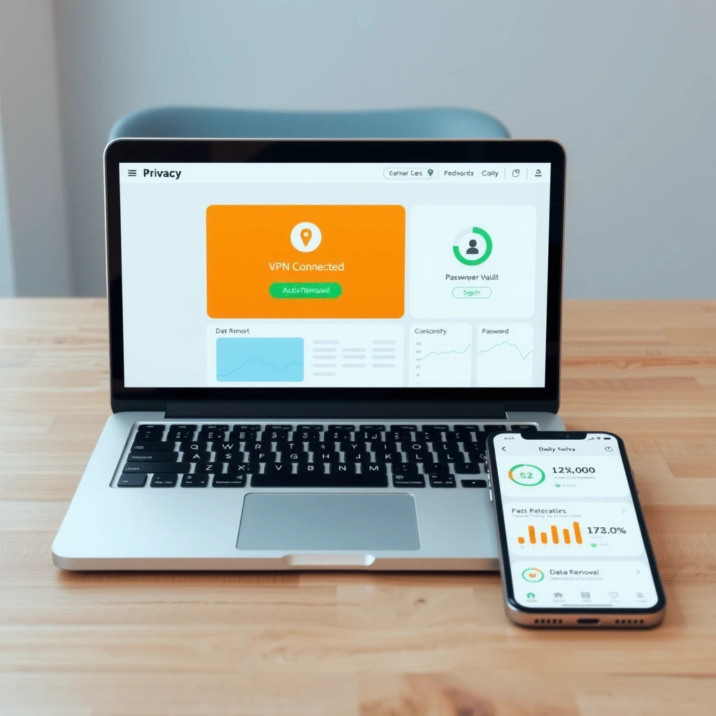 Laptop and smartphone displaying essential online privacy tools