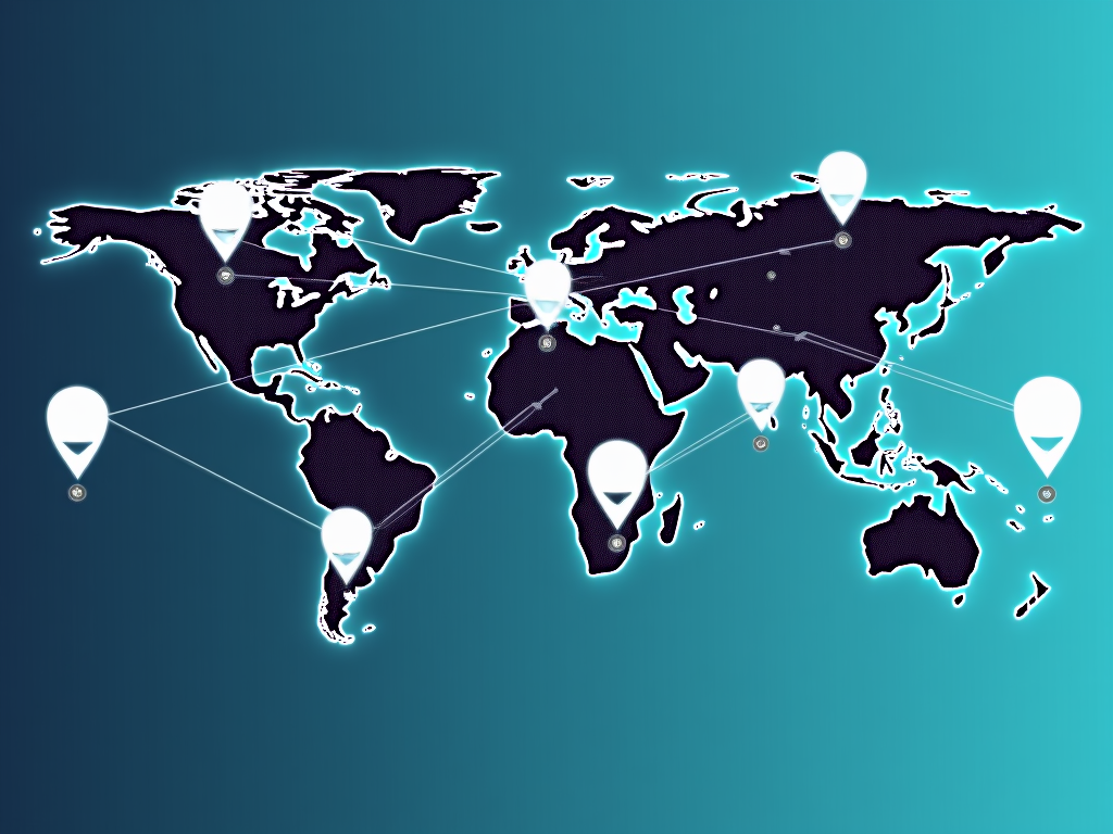 World map showing VPN server locations