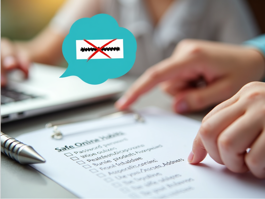 Parent correcting child’s online privacy mistake