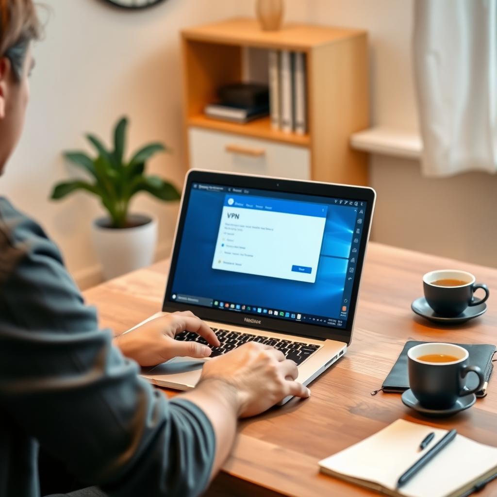 A person using a VPN to protect their online privacy.