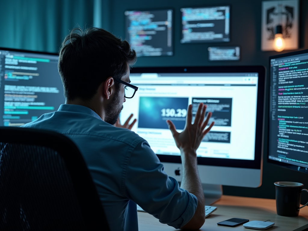 Person frustrated by online ads due to lack of privacy