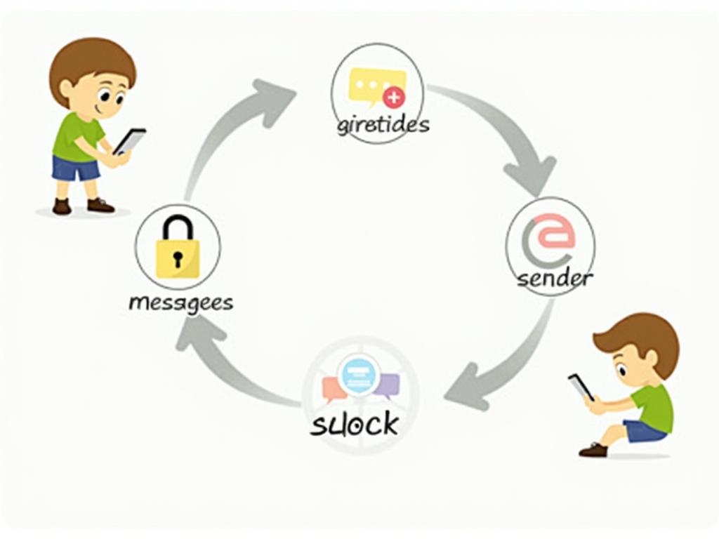 A diagram illustrating the process of end-to-end encryption in messaging.