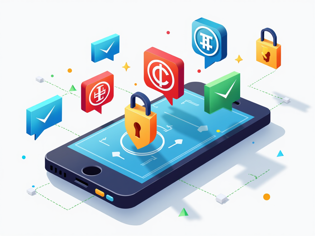 Smartphone with encrypted messaging app icons