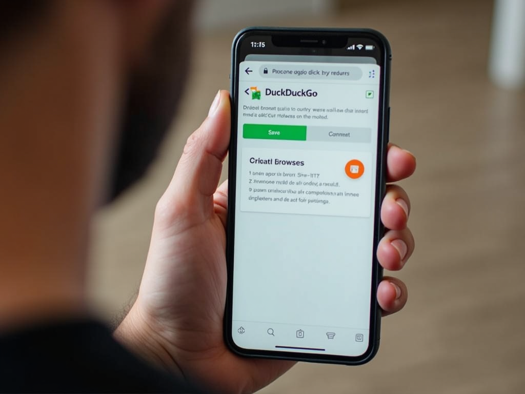 The DuckDuckGo browser on a smartphone, displaying the privacy grade for a website.