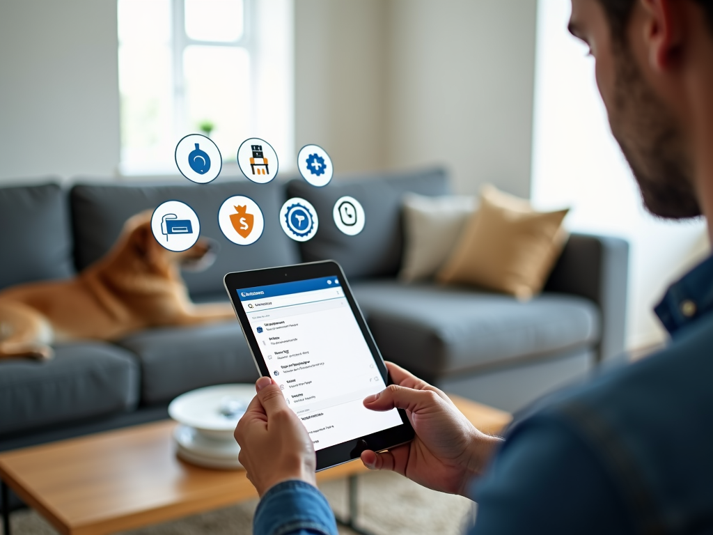 Person reviewing privacy tools on a tablet in a living room