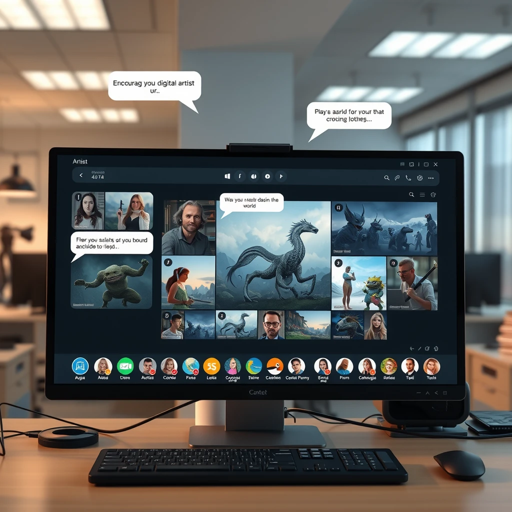 Virtual collaboration among digital artists in an online community