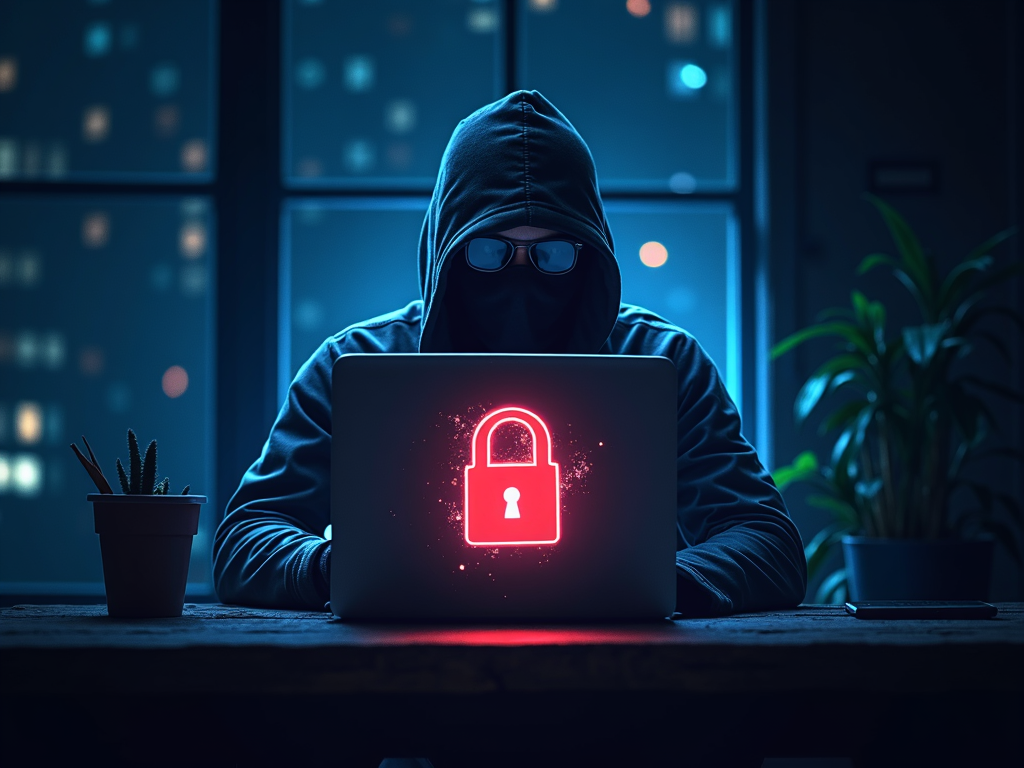 Scene of encryption shield stopping a hacker from accessing data.