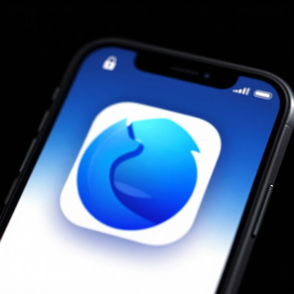 Firefox Focus mobile browser app icon with privacy shield on smartphone screen