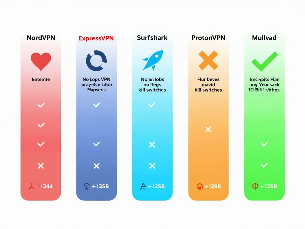 Infographic comparing features of top 5 VPNs