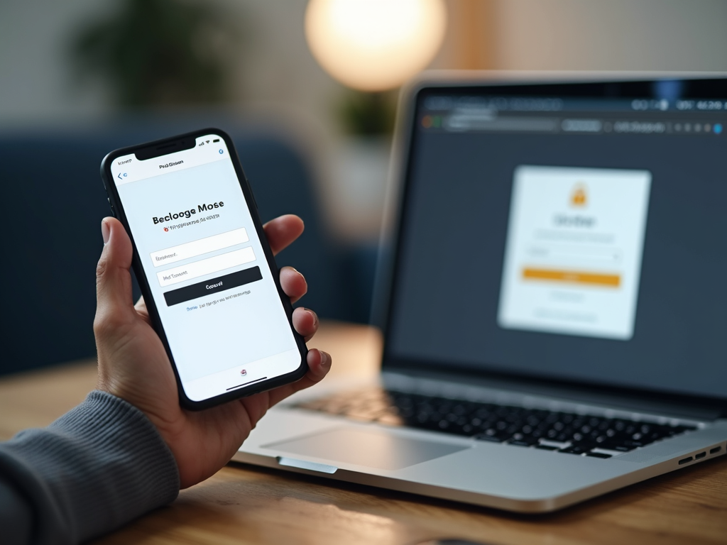 A person using two-factor authentication on their smartphone to log into an account on their laptop.