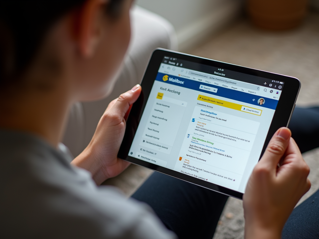 Person reviewing Mailbox.org on tablet