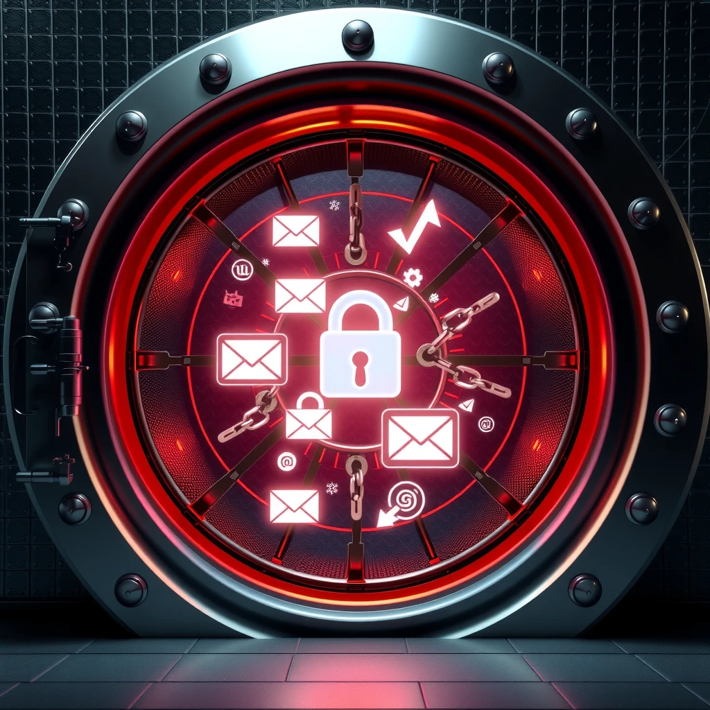 Strong password represented as a secure vault protecting digital information