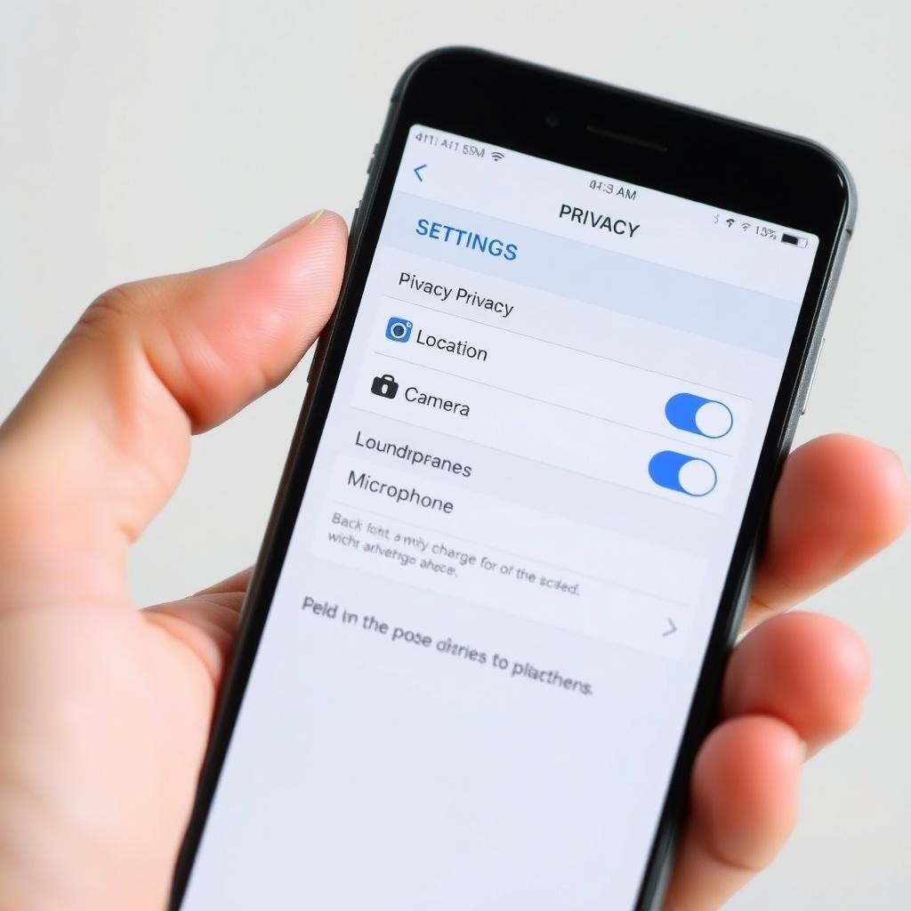 Smartphone showing privacy settings menu with toggles