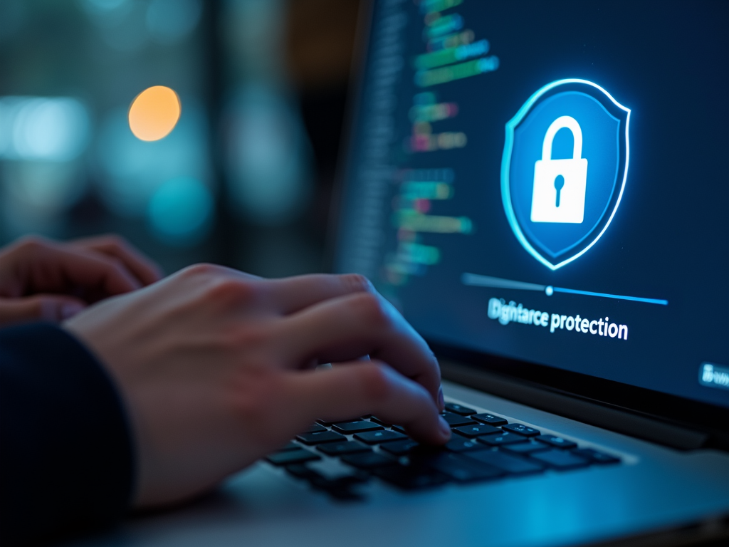 Hands typing with VPN active