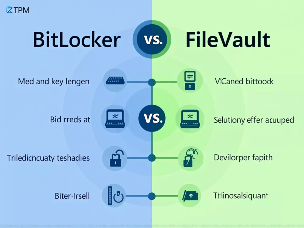 Infographic comparing BitLocker and FileVault encryption strengths
