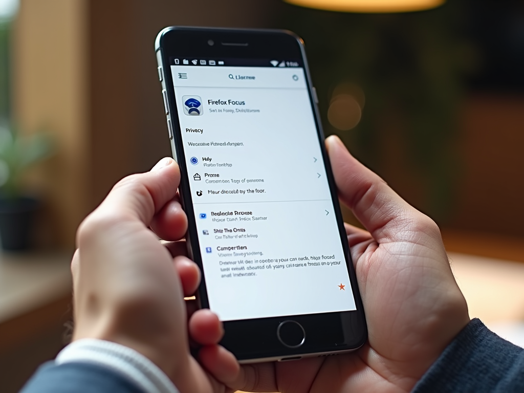 Mobile phone displaying Firefox Focus app for private browsing.