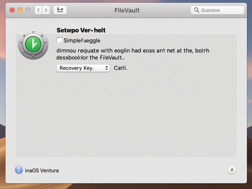 FileVault setup screen in macOS Ventura