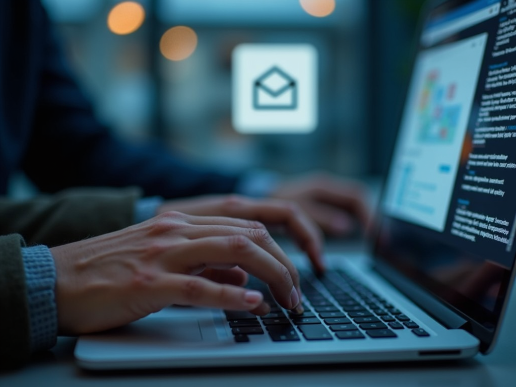 Hands typing an email on a secure platform