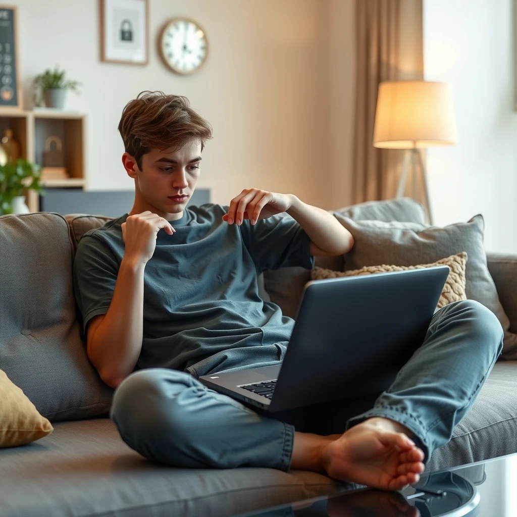 Person managing online privacy settings securely on a laptop